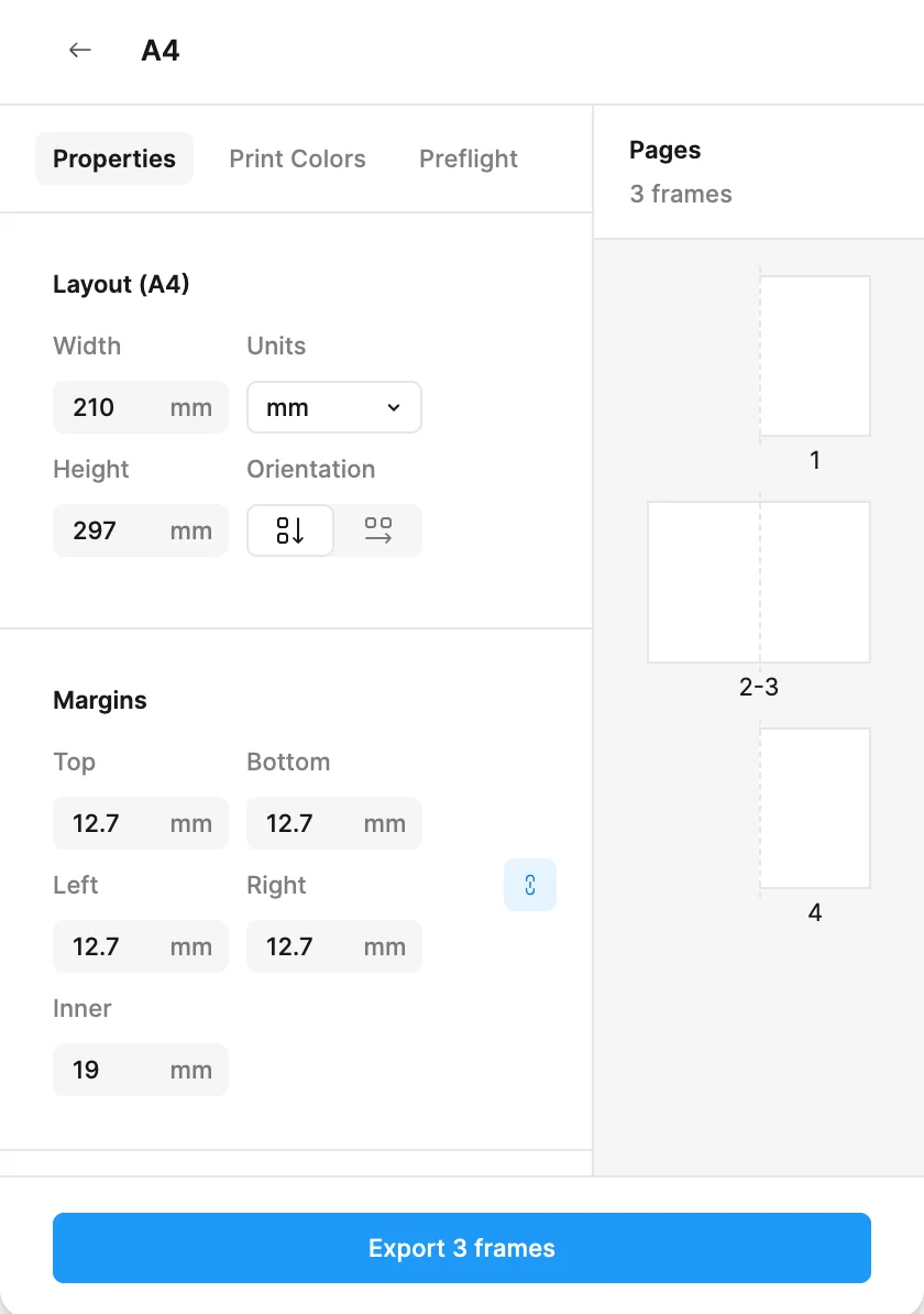 Step 2: Design in Figma with bleed guides and safety zones from Printery